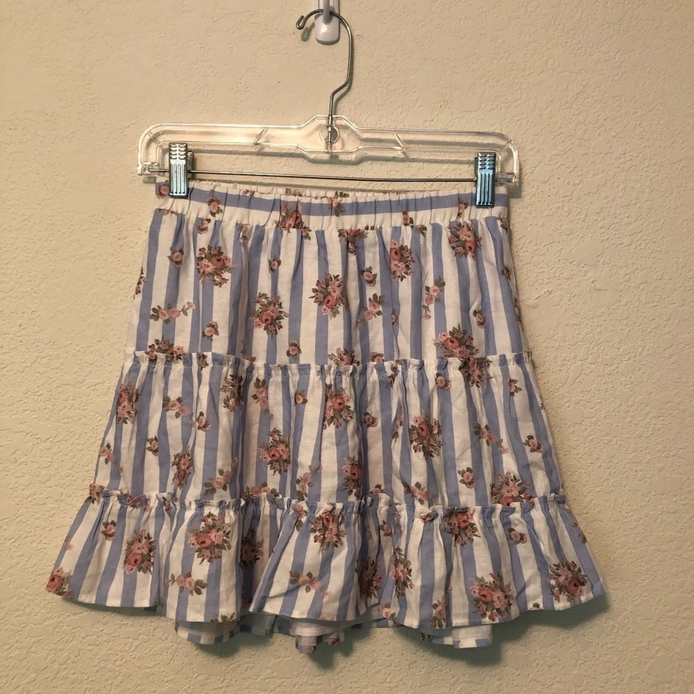 Show Me Your Mumu Lilla Skirt Palmetto Blue Floral Shades of Pink Charleston XS